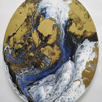 Painting titled "Floating Through Sp…" by Joyce Fournier, Original Artwork, Acrylic Mounted on Wood Stretcher frame