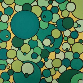 Peinture intitulée "Green Bubbles" par George Von Klitzing, Œuvre d'art originale, Acrylique Monté sur Châssis en bois