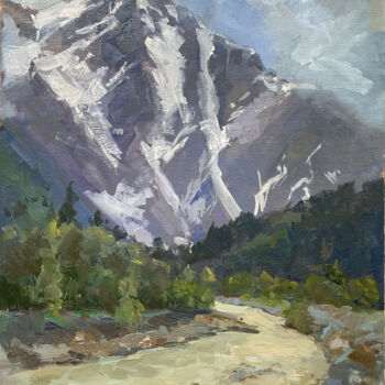 Painting titled "View of the mountai…" by Tat Ana Krasnova, Original Artwork, Oil