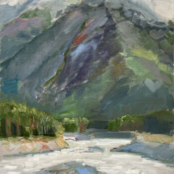 Painting titled "Baksan Gorge" by Tat Ana Krasnova, Original Artwork, Oil