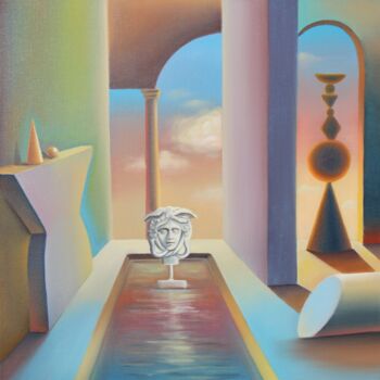 Painting titled "Geometry of space" by Apollonas Soben, Original Artwork, Oil Mounted on Wood Stretcher frame