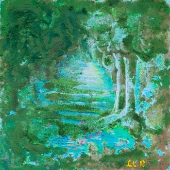 Painting titled ""Nénuphars"" by Liliane Poul (Lili P.), Original Artwork, Pigments