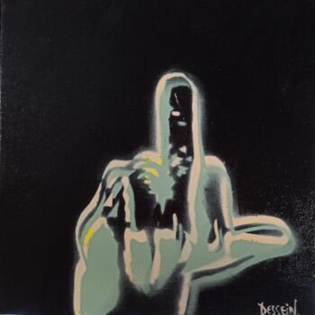 Peinture intitulée "Fuck 2" par Delphine Dessein, Œuvre d'art originale, Bombe aérosol Monté sur Châssis en bois
