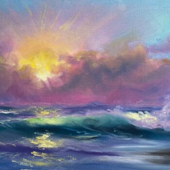 Pintura intitulada "Sunset" por Mary Sea, Obras de arte originais, Óleo