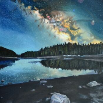 Schilderij getiteld "Shiroka poliana lake" door Anna Mamonkina, Origineel Kunstwerk, Olie