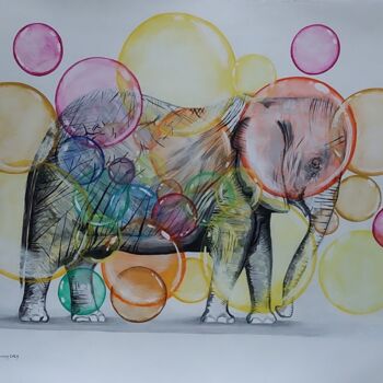 Pintura intitulada "Elefante lúdico" por Leonardo Nogueira, Obras de arte originais, Acrílico