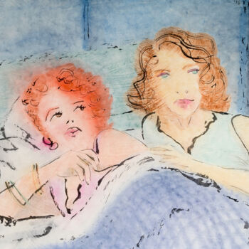 Pintura intitulada "Footsteps in the ni…" por Marcel Garbi, Obras de arte originais, Aquarela