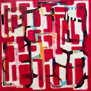 Schilderij getiteld "Disassembled" door Samantha Malone, Origineel Kunstwerk, Acryl