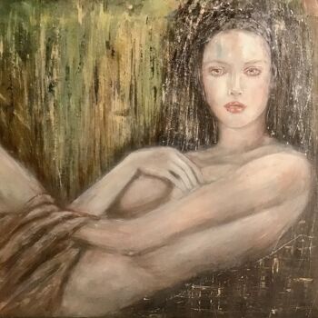 Peinture intitulée "Cachez ce sein" par Electre, Œuvre d'art originale, Huile Monté sur Châssis en bois