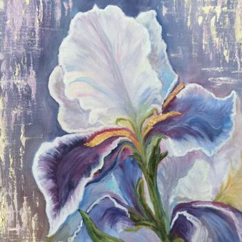제목이 "Purple Iris"인 미술작품 Inna Bebrisa로, 원작, 기름 나무 들것 프레임에 장착됨