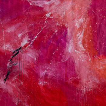 Painting titled "Red storm" by Mila Oz, Original Artwork, Acrylic Mounted on Wood Stretcher frame