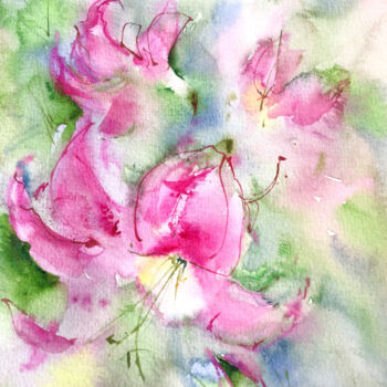Peinture intitulée "Meninas-vão-pra-esc…" par Kateryna Kondratieva, Œuvre d'art originale, Aquarelle
