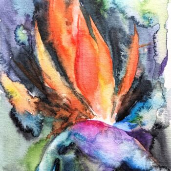 Peinture intitulée "Strelitzia 2" par Kateryna Kondratieva, Œuvre d'art originale, Aquarelle