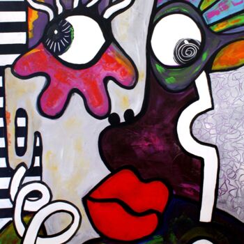 Peinture intitulée "Portraits décalés" par Roger.M, Œuvre d'art originale, Acrylique Monté sur Châssis en bois
