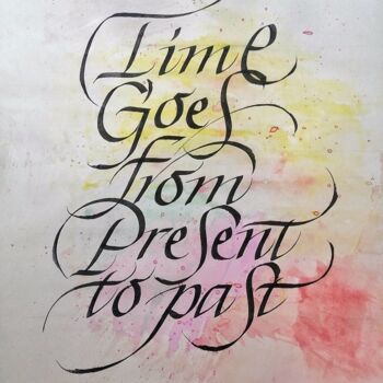 Peinture intitulée "Calligraphy - Time…" par Ümit Coşkunsu, Œuvre d'art originale, Crayon