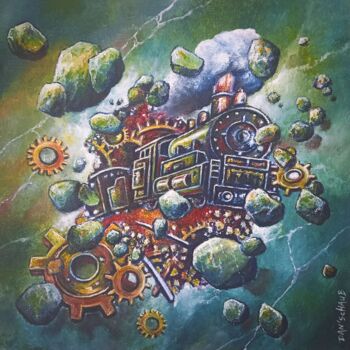 Painting titled "Loco !" by Daniel Schaub, Original Artwork, Oil Mounted on Wood Stretcher frame