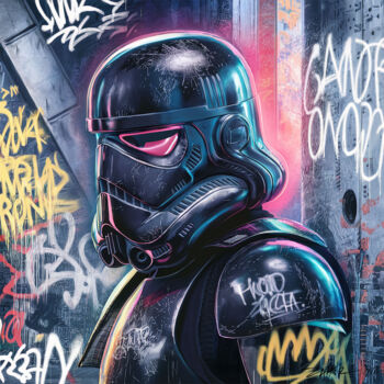 数字艺术 标题为“BlackTrooper” 由Zahir, 原创艺术品, 数字油画 安装在木质担架架上