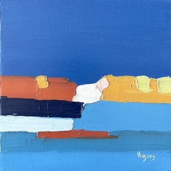 Malerei mit dem Titel "Infiniment bleu 12" von Sandrine Hirson, Original-Kunstwerk, Öl Auf Keilrahmen aus Holz montiert