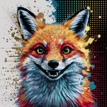 数字艺术 标题为“Gold Fox” 由Zahir, 原创艺术品, 数字油画 安装在木质担架架上