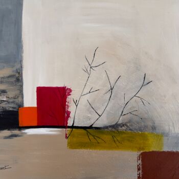 Painting titled "Kinkaku-ji" by Françoise Colobert, Original Artwork, Acrylic Mounted on Wood Stretcher frame