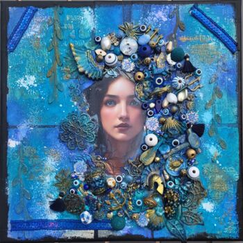 Collages titled "Mitologia" by Delphine Sagot, Original Artwork, Collages Mounted on Wood Stretcher frame