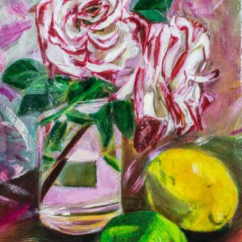 Peinture intitulée "july roses" par Younes Sari, Œuvre d'art originale, Huile