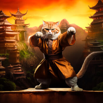 数字艺术 标题为“The Belted Cat - Th…” 由Paolo Chiuchiolo, 原创艺术品, AI生成的图像