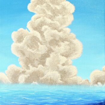 Painting titled "Seascape “Cloud Ban…" by Anna Aliakberova, Original Artwork, Acrylic Mounted on Wood Stretcher frame