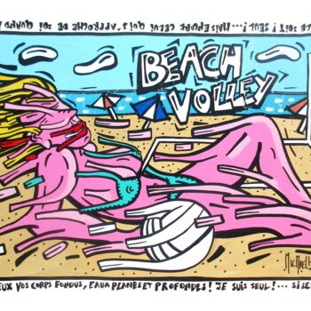 Pittura intitolato "Beach volley" da Michael Hebert, Opera d'arte originale, Acrilico