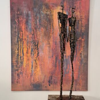 Sculpture intitulée "Love Couple mosaic…" par Brano Brody, Œuvre d'art originale, Métaux