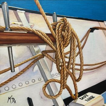 Malerei mit dem Titel "Last link" von M'Do, Original-Kunstwerk, Acryl Auf Karton montiert