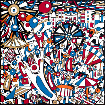 Painting titled "Jahrmarktleben" by Veronika Spleiss, Original Artwork, Acrylic