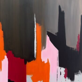 Painting titled "Nuit rose" by Françoise Colobert, Original Artwork, Acrylic Mounted on Wood Stretcher frame