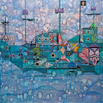 제목이 "Pirate Ship of ET"인 미술작품 Da Hong로, 원작, 기름