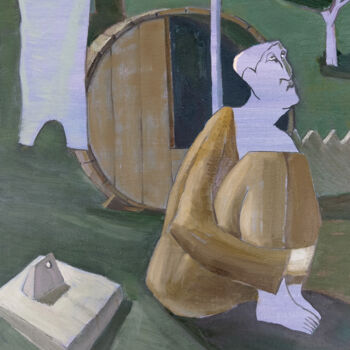 Pintura intitulada "The Quiet Contempla…" por Gegham Hunanyan, Obras de arte originais, Óleo Montado em Armação em madeira