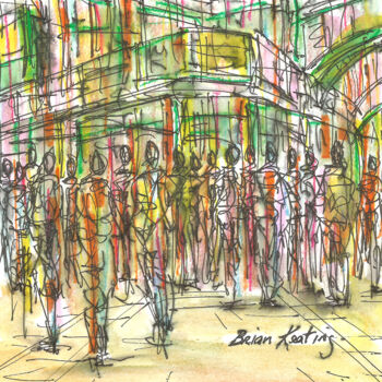 Ζωγραφική με τίτλο "Borough Market Lond…" από Bk-Art, Αυθεντικά έργα τέχνης, Ακουαρέλα