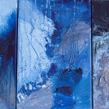 Painting titled "Mountain River" by Mila Oz, Original Artwork, Acrylic Mounted on Wood Stretcher frame