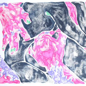 「A pink man with vio…」というタイトルの製版 Lola Marinnによって, オリジナルのアートワーク, モノタイプ