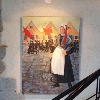 Painting titled "La révolte des Bret…" by Evelyne Chabaud, Original Artwork, Oil Mounted on Wood Stretcher frame