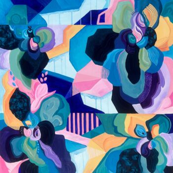 Painting titled "Fragments of Life" by Samantha Malone, Original Artwork, Acrylic Mounted on Wood Stretcher frame