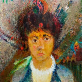 Peinture intitulée "Portrait d’Irma" par Raphy, Œuvre d'art originale, Huile Monté sur Châssis en bois