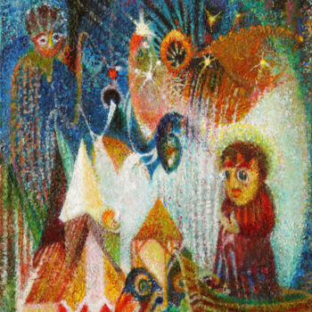 Peinture intitulée "Saint Antoine de Pa…" par Raphy, Œuvre d'art originale, Huile Monté sur Châssis en bois