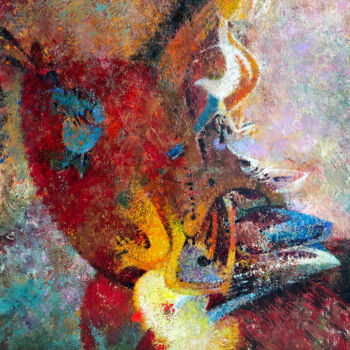 Peinture intitulée "Sang et Or" par Raphy, Œuvre d'art originale, Huile Monté sur Châssis en bois