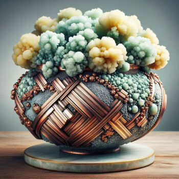 Digital Arts με τίτλο "Copper Woven Vase w…" από Alberto Capitani, Αυθεντικά έργα τέχνης, Εικόνα που δημιουργήθηκε με AI