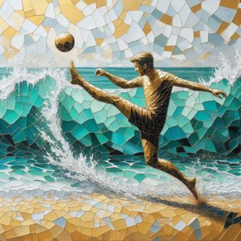 Digitale Kunst getiteld "Football player at…" door Davina Dugnas, Origineel Kunstwerk, Digitaal Schilderwerk Gemonteerd op F…
