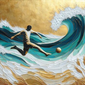 Digital Arts titled "Football player and…" by Davina Dugnas, Original Artwork, Digital Painting