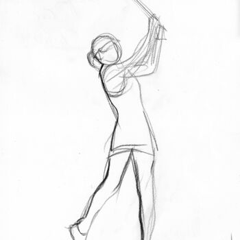 Dessin intitulée "Golfeuse-A-0069" par Alliet-Delacroix, Œuvre d'art originale, Crayon