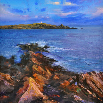 Painting titled "ROCKY SHORE, ISLE O…" by Kevan Mcginty, Original Artwork, Acrylic Mounted on Wood Stretcher frame