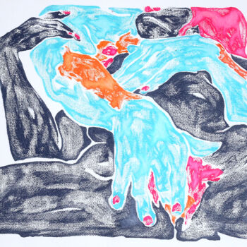 Estampas & grabados titulada "A turquoise-colored…" por Lola Marinn, Obra de arte original, Monotipia