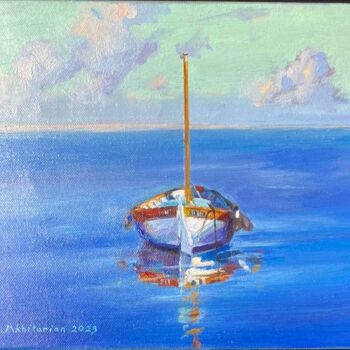 Peinture intitulée "A boat" par Mkhitar Mkhitaryan, Œuvre d'art originale, Huile